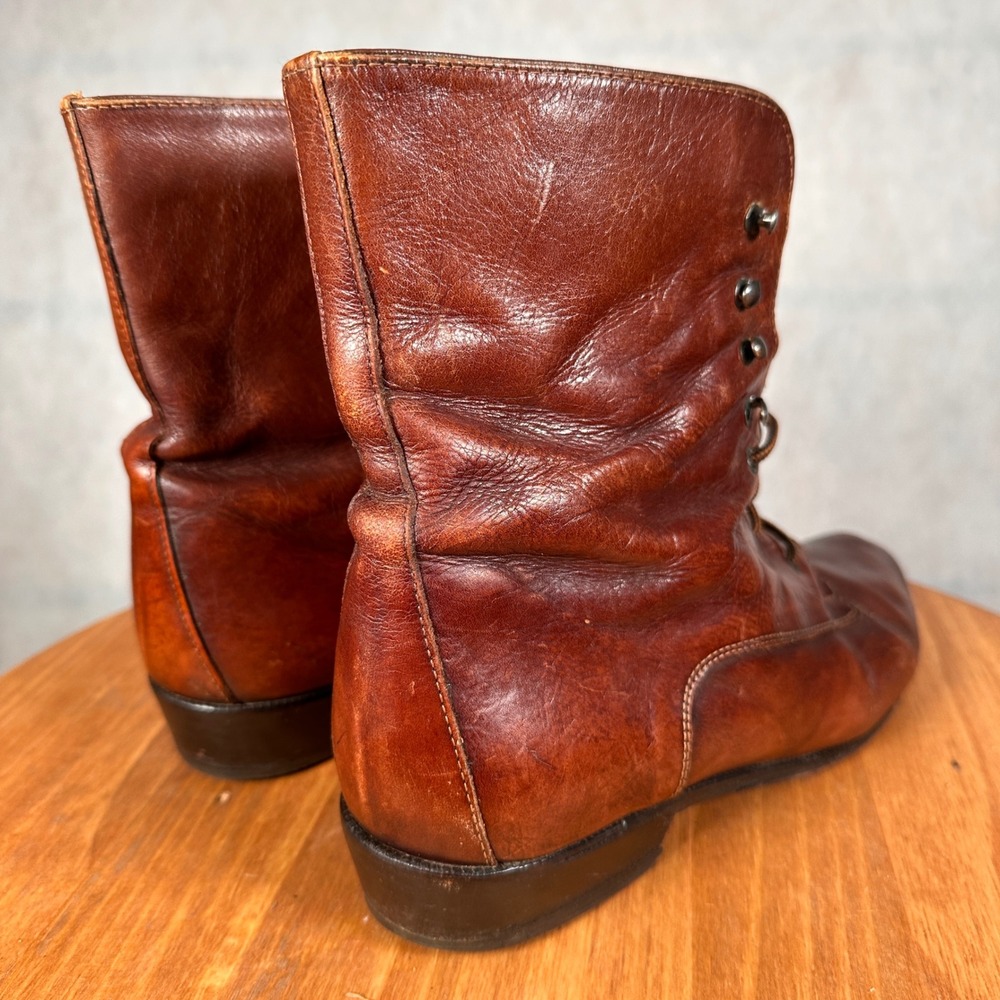 Joan & David vintage Lace Up Boots Women Size 8 Brown Good Leather Victorian - Picture 6 of 14